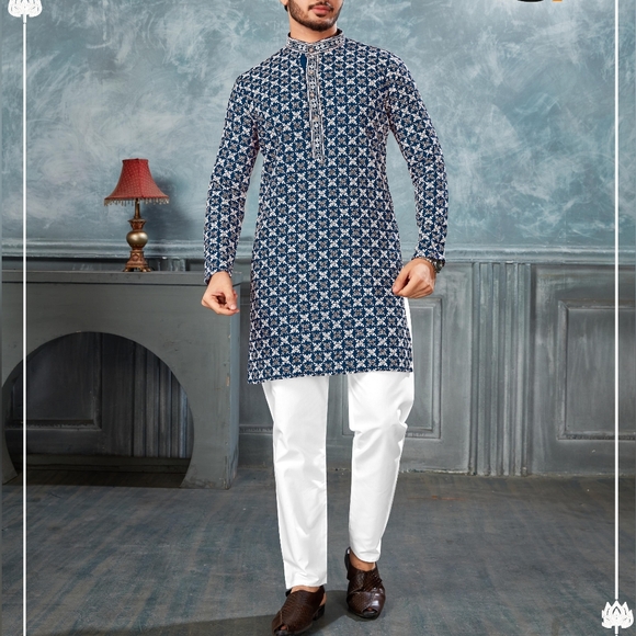Men's Indian Clothes Kurta & Pajama Men's Navratri kurta Garba clothes for men - Picture 9 of 14